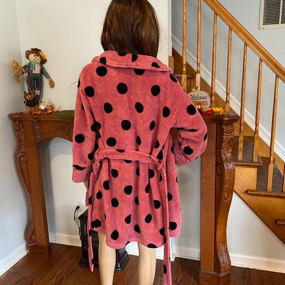 PINK Victoria's Secret Cozy Plush Robe Polka Dots Size XS - Picture 3 of 5